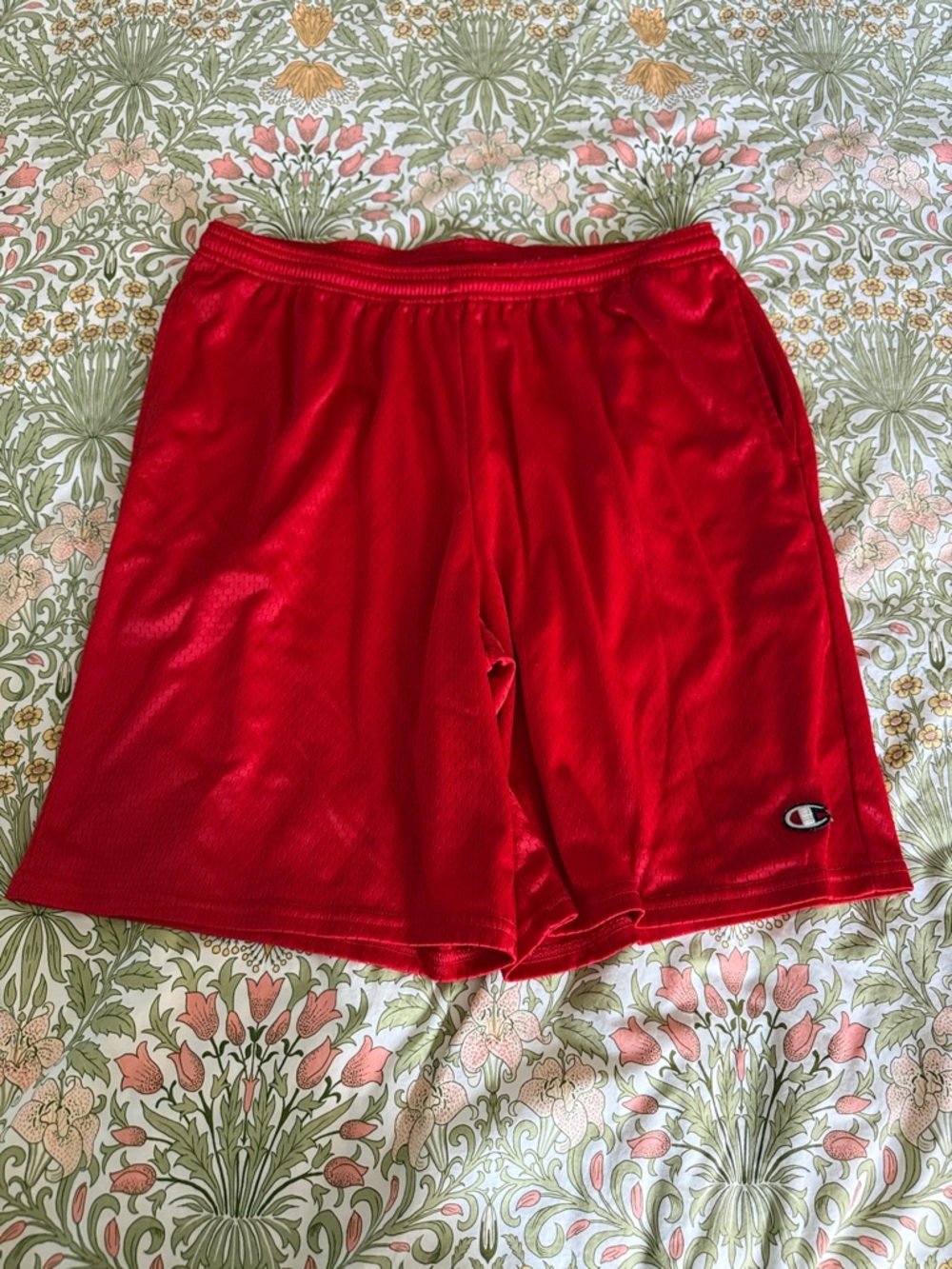 Champion Men’s Red Athletic Shorts with Logo